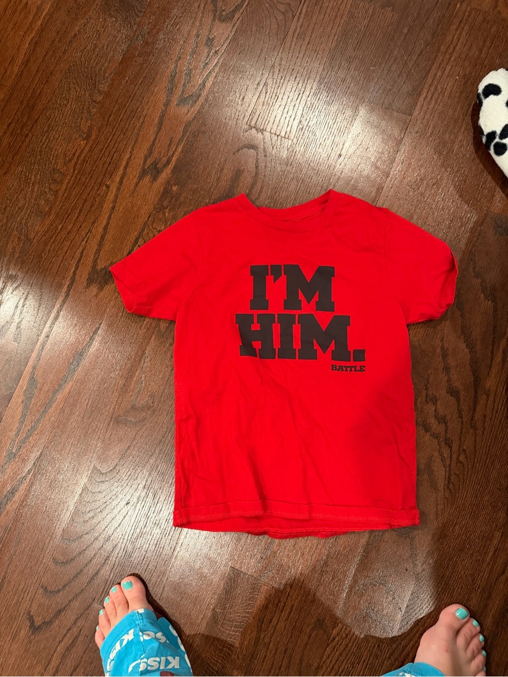 Red  BATTLE I'M HIM.' Kids Graphic Tee -